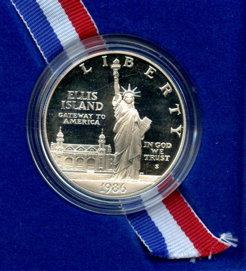 U.S.A. United States of America 1986 Liberty Silver Proof Ellis Island Commemorative One Dollar Coin