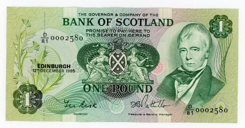 Bank of Scotland £1 One Pound Note Dated 12th December 1985