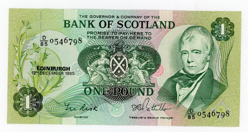 Bank of Scotland £1 One Pound Note Dated 12th December 1985